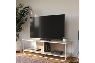Nadzeya Gulvstående TV-benk 152,9 cm med Oppbevaring i Tre med Metallramme - Beige - Møbler - TV- & Mediamøbler - TV benk & mediabenk