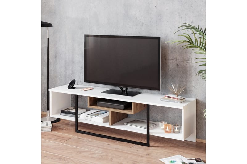 Naftali TV-benk 149 cm - Hvit/Svart - Møbler - TV- & Mediamøbler - TV benk & mediabenk