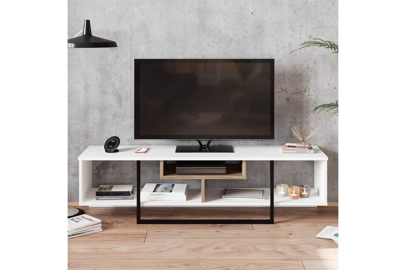 Naftali TV-benk 149 cm - Hvit/Svart - Møbler - TV- & Mediamøbler - TV benk & mediabenk