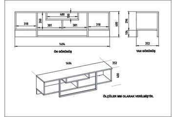 Naftali TV-Benk 149 cm - Hvit|Svart - Møbler - TV- & Mediamøbler - TV benk & mediabenk
