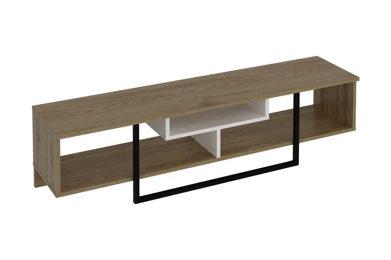 Naftali TV-benk 149 cm, Hvit/Svart/Eik