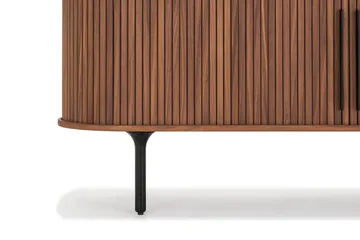 Noira oval TV-benk i valnøtt 150x45 cm med ribber - Mørkebrunt / brunt tre - Møbler - TV- & Mediamøbler - TV benk & mediabenk