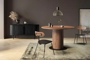 Noira oval TV-benk i valnøtt 150x45 cm med ribber - Mørkebrunt / brunt tre - Møbler - TV- & Mediamøbler - TV benk & mediabenk