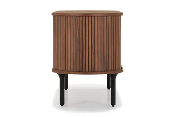 Noira Oval TV-benk Valnøtt 150x45 cm Ribbet - Mørkebrunt / Brunt Tre - Møbler - TV- & Mediamøbler - TV benk & mediabenk