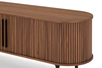 Noira Oval TV-benk Valnøtt 150x45 cm Ribbet - Mørkebrunt / Brunt Tre - Møbler - TV- & Mediamøbler - TV benk & mediabenk