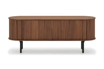 Noira Oval TV-benk Valnøtt 150x45 cm Ribbet - Mørkebrunt / Brunt Tre - Møbler - TV- & Mediamøbler - TV benk & mediabenk