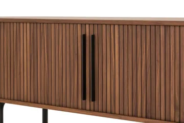 Noira Oval TV-benk Valnøtt 150x45 cm Ribbet - Mørkebrunt / Brunt Tre - Møbler - TV- & Mediamøbler - TV benk & mediabenk