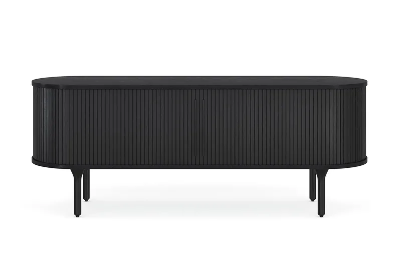 Noira TV-benk med Oppbevaring 150x45 cm - Svart / Eik / Ribbet - Møbler - TV- & Mediamøbler - TV benk & mediabenk