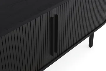 Noira TV-benk med Oppbevaring 150x45 cm - Svart / Eik / Ribbet - Møbler - TV- & Mediamøbler - TV benk & mediabenk