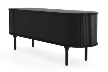 Noira TV-benk med Oppbevaring 150x45 cm - Svart / Eik / Ribbet - Møbler - TV- & Mediamøbler - TV benk & mediabenk