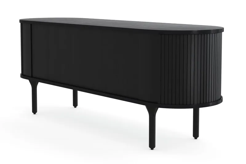 Noira TV-benk med Oppbevaring 150x45 cm - Svart / Eik / Ribbet - Møbler - TV- & Mediamøbler - TV benk & mediabenk