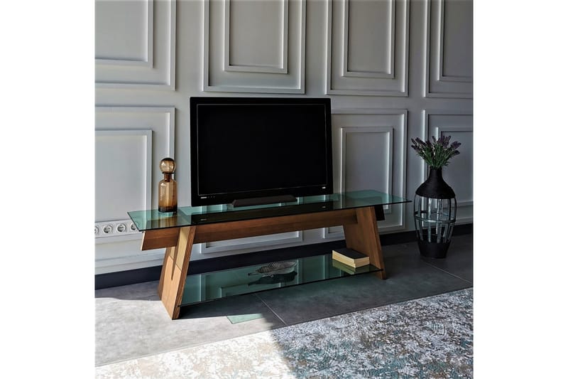 Noralee TV-benk 158 cm - Valnøtt/Grønn - Møbler - TV- & Mediamøbler - TV benk & mediabenk