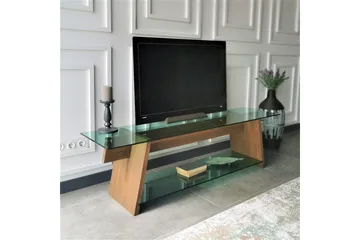 Noralee TV-benk 158 cm - Valnøtt/Grønn - Møbler - TV- & Mediamøbler - TV benk & mediabenk