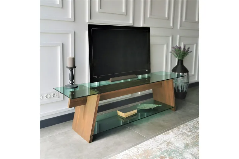 Noralee TV-benk 158 cm - Valnøtt/Grønn - Møbler - TV- & Mediamøbler - TV benk & mediabenk