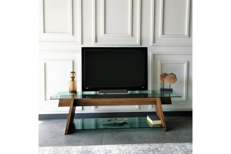 Noralee TV-benk 158 cm - Valnøtt/Grønn - Møbler - TV- & Mediamøbler - TV benk & mediabenk