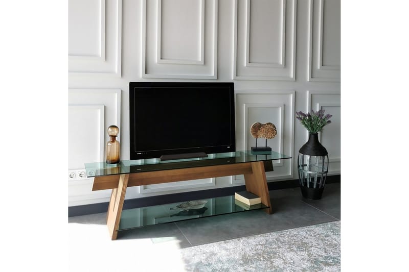 Noralee TV-benk 158 cm - Valnøtt/Grønn - Møbler - TV- & Mediamøbler - TV benk & mediabenk