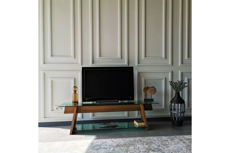 Noralee TV-benk 158 cm - Valnøtt/Grønn - Møbler - TV- & Mediamøbler - TV benk & mediabenk