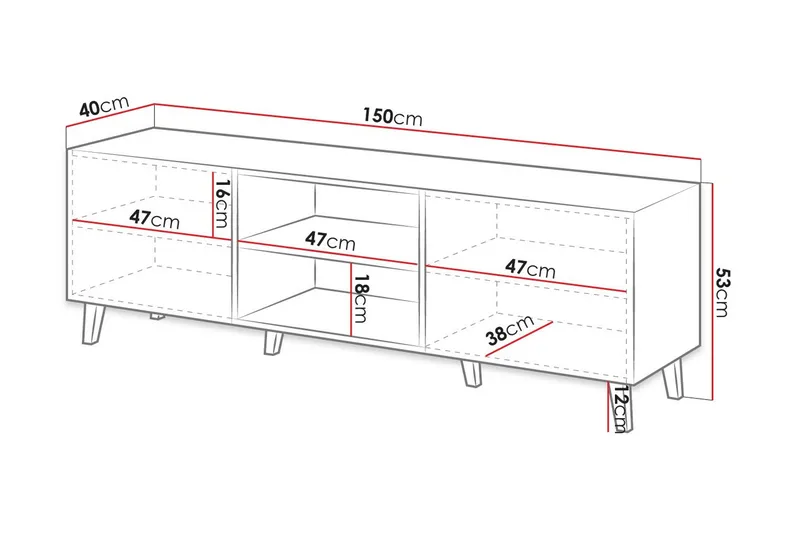 Pafos Tv-benk 40x52x150 cm - Svart - Møbler - TV- & Mediamøbler - TV benk & mediabenk