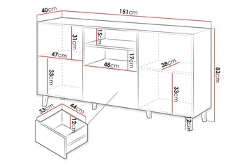 Pafos Tv-benk 40x82x150 cm - Svart - Møbler - TV- & Mediamøbler - TV benk & mediabenk