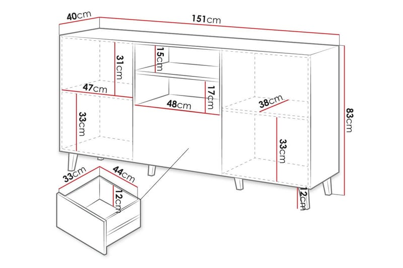 Pafos Tv-benk 40x82x150 cm - Svart - Møbler - TV- & Mediamøbler - TV benk & mediabenk