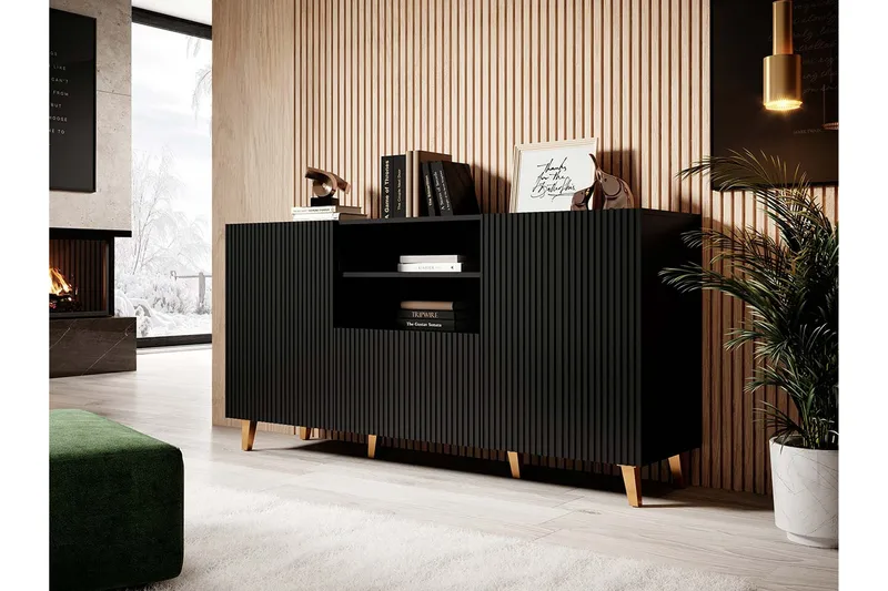 Pafos Tv-benk 40x82x150 cm - Svart - Møbler - TV- & Mediamøbler - TV benk & mediabenk