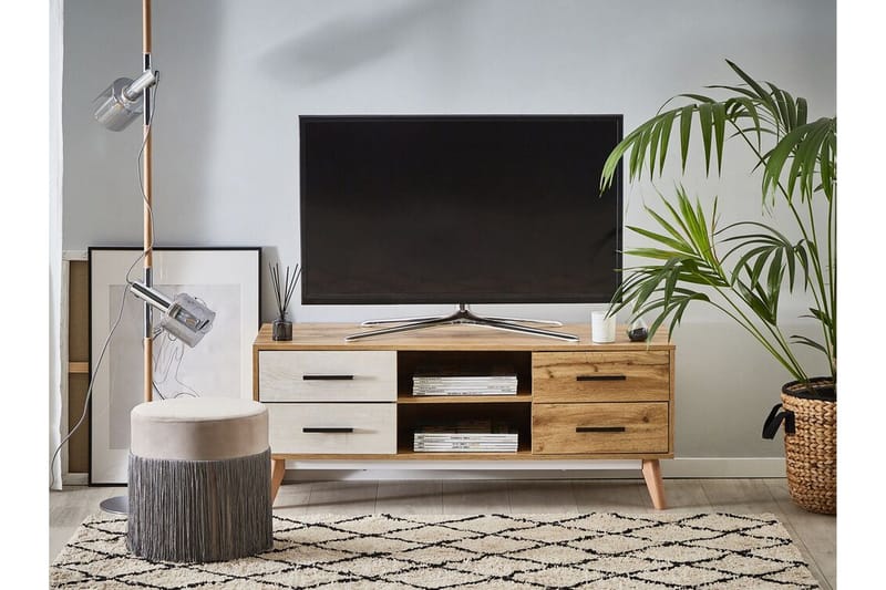 Poblat Gulvstående TV-benk 120 cm med Oppbevaring i Bøk - Eikebrun - Møbler - TV- & Mediamøbler - TV benk & mediabenk