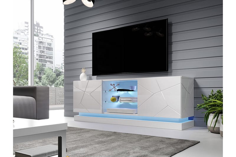 Qiu TV-benk 160 cm - Hvit Highlighter - Møbler - TV- & Mediamøbler - TV benk & mediabenk