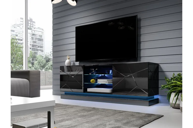 Qiu Tv-benk 160 cm - Svart - Møbler - TV- & Mediamøbler - TV benk & mediabenk