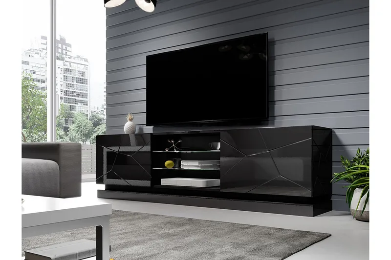 Qiu Tv-benk 200 cm - Svart - Møbler - TV- & Mediamøbler - TV benk & mediabenk