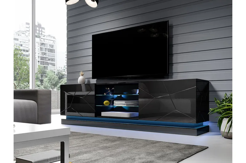 Qiu Tv-benk 200 cm - Svart - Møbler - TV- & Mediamøbler - TV benk & mediabenk