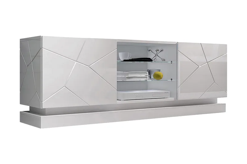 Qiu TV-Benk 40x160 cm, Hvit/Høyglans