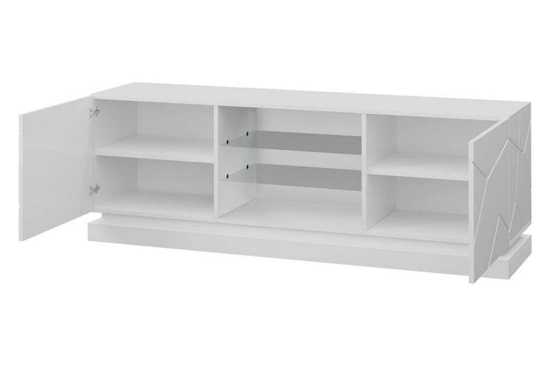 Qiu TV-Benk 40x160 cm LED-belysning - Hvit/Høyglans - Møbler - TV- & Mediamøbler - TV benk & mediabenk