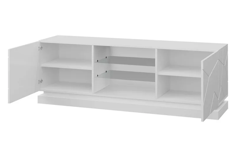 Qiu TV-Benk 40x160 cm LED-belysning - Hvit/Høyglans - Møbler - TV- & Mediamøbler - TV benk & mediabenk