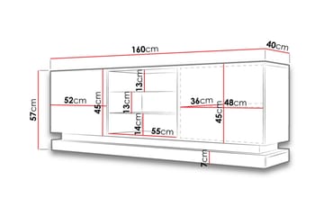 Qiu TV-Benk 40x160 cm LED-belysning - Hvit/Høyglans - Møbler - TV- & Mediamøbler - TV benk & mediabenk