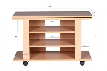 Reeti Gulvstående TV-benk 75 cm med Hjul og Oppbevaring i Lyst Tre - Beige - Møbler - TV- & Mediamøbler - TV benk & mediabenk