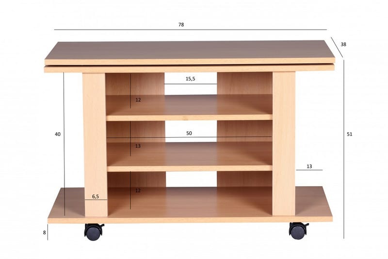Reeti Gulvstående TV-benk 75 cm med Hjul og Oppbevaring i Lyst Tre - Beige - Møbler - TV- & Mediamøbler - TV benk & mediabenk