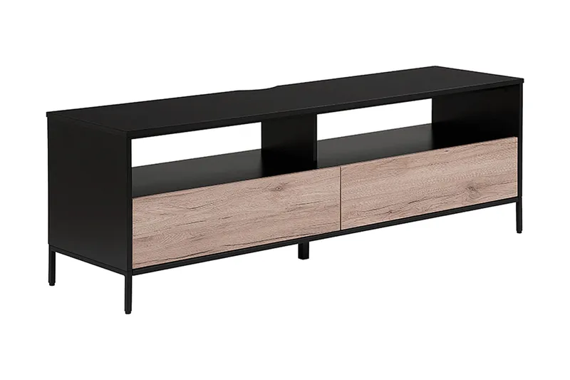 Revelle Gulvstående TV-benk 150 cm med Oppbevaring i Lyst Tre, Sort
