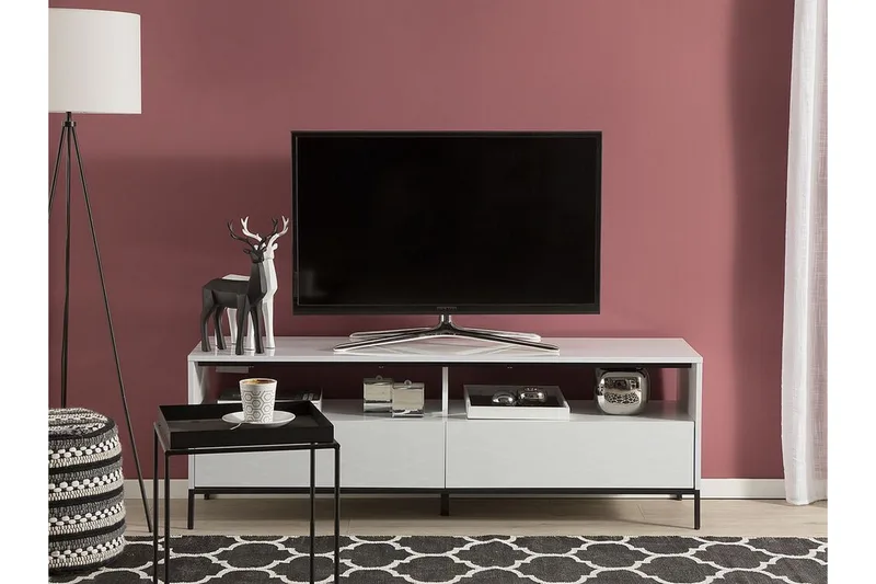 Revelle TV-Benk 150 cm med LED - Hvit - Møbler - TV- & Mediamøbler - TV benk & mediabenk