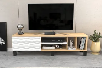 Rinorea Gulvstående TV-benk 140 cm med Oppbevaring i Eik - Lysebrun - Møbler - TV- & Mediamøbler - TV benk & mediabenk