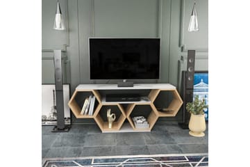 Rinorea Gulvstående TV-benk 140 cm med Oppbevaring i Malt Tre - Hvit - Møbler - TV- & Mediamøbler - TV benk & mediabenk
