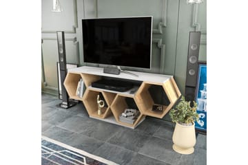 Rinorea Gulvstående TV-benk 140 cm med Oppbevaring i Malt Tre - Hvit - Møbler - TV- & Mediamøbler - TV benk & mediabenk
