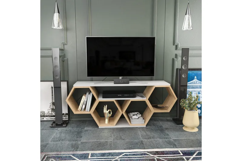 Rinorea Tv-benk 140x55,5 cm - Hvit - Møbler - TV- & Mediamøbler - TV benk & mediabenk
