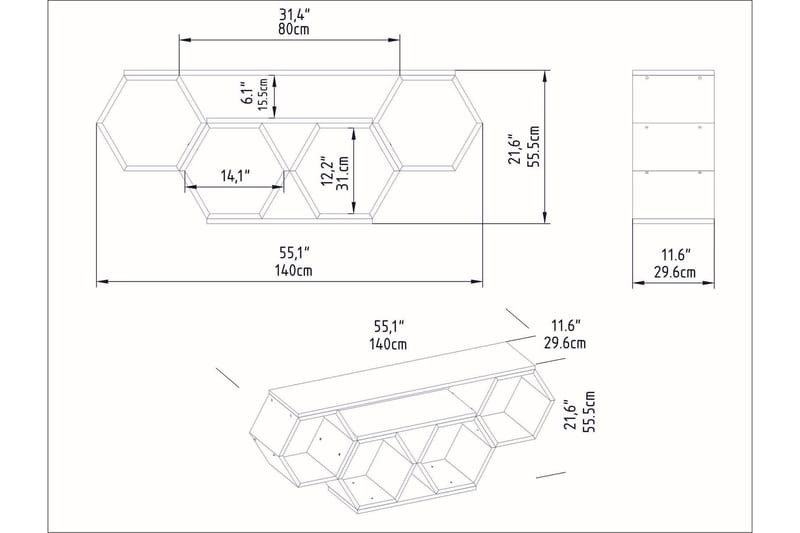 Rinorea Tv-benk 140x55,5 cm - Hvit - Møbler - TV- & Mediamøbler - TV benk & mediabenk
