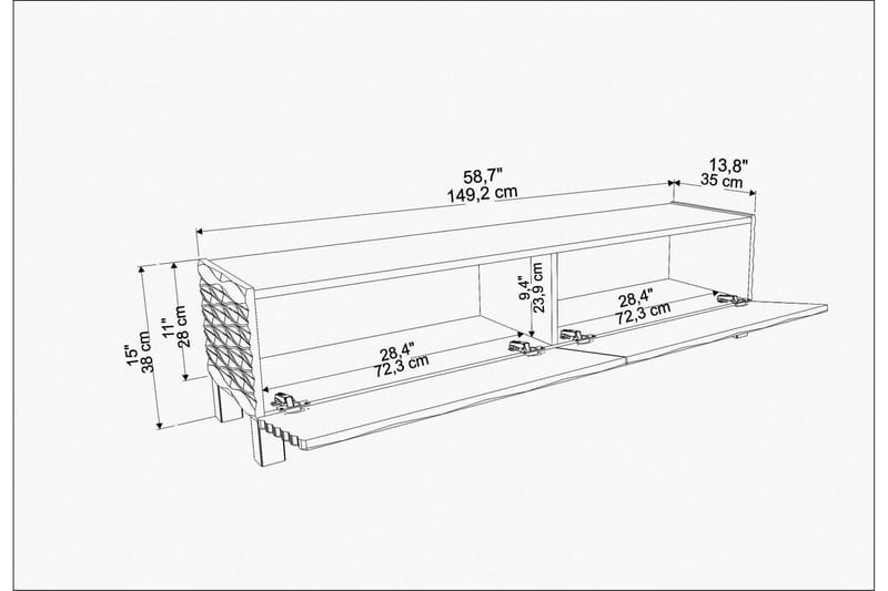 Rinorea Tv-benk 149,2x38 cm - Blå - Møbler - TV- & Mediamøbler - TV benk & mediabenk