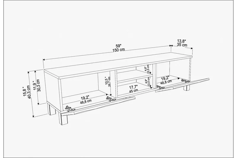 Rinorea Tv-benk 150x40,3 cm - Hvit - Møbler - TV- & Mediamøbler - TV benk & mediabenk