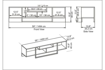 Rinorea Tv-benk 150x40 cm - Hvit - Møbler - TV- & Mediamøbler - TV benk & mediabenk
