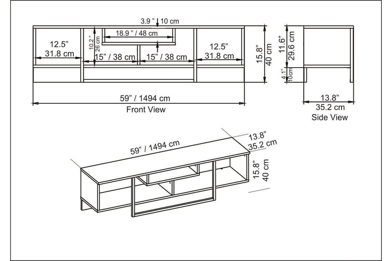 Rinorea Tv-benk 150x40 cm - Svart - Møbler - TV- & Mediamøbler - TV benk & mediabenk