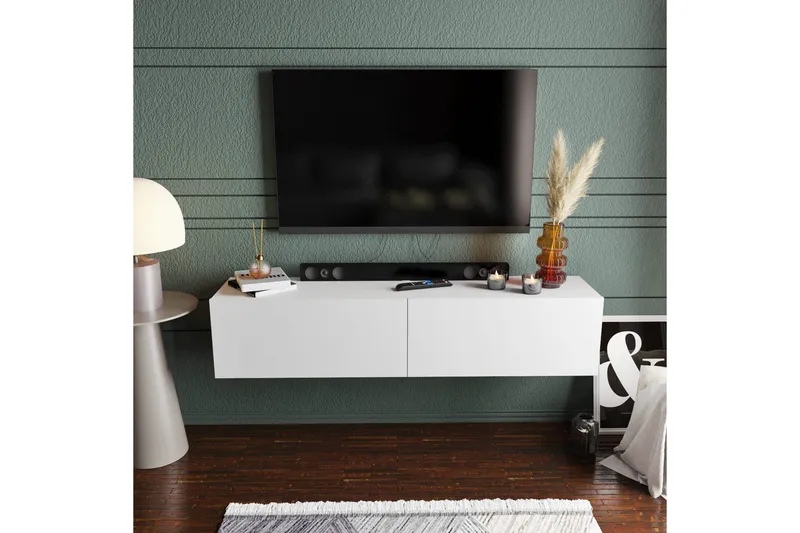 Rinorea Tv-benk 159,7x34,1 cm - Hvit - Møbler - TV- & Mediamøbler - TV benk & mediabenk