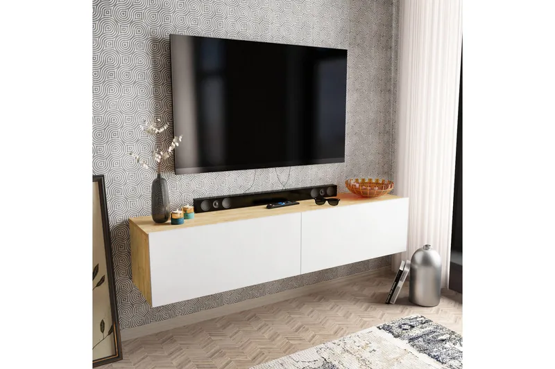Rinorea Tv-benk 159,7x34,1 cm - Hvit - Møbler - TV- & Mediamøbler - TV benk & mediabenk
