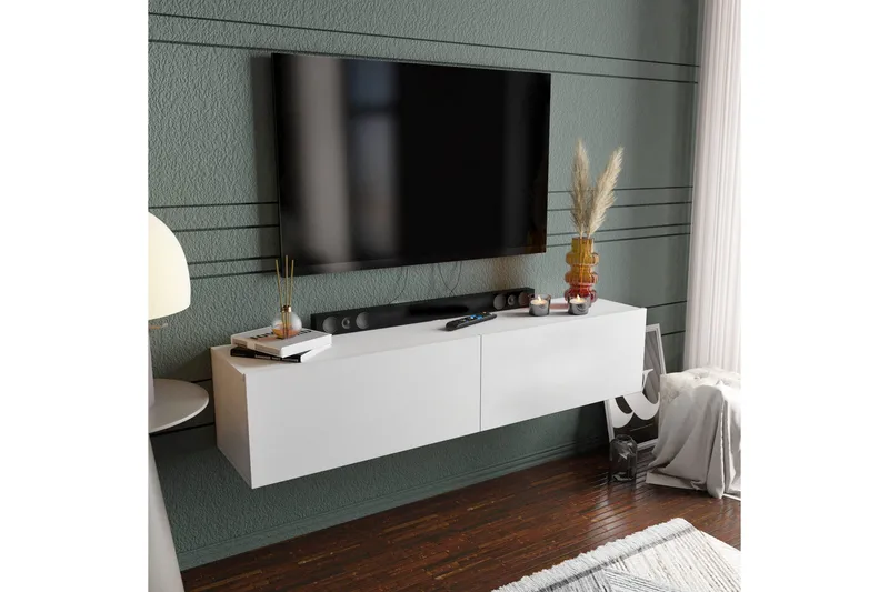 Rinorea Tv-benk 159,7x34,1 cm - Hvit - Møbler - TV- & Mediamøbler - TV benk & mediabenk